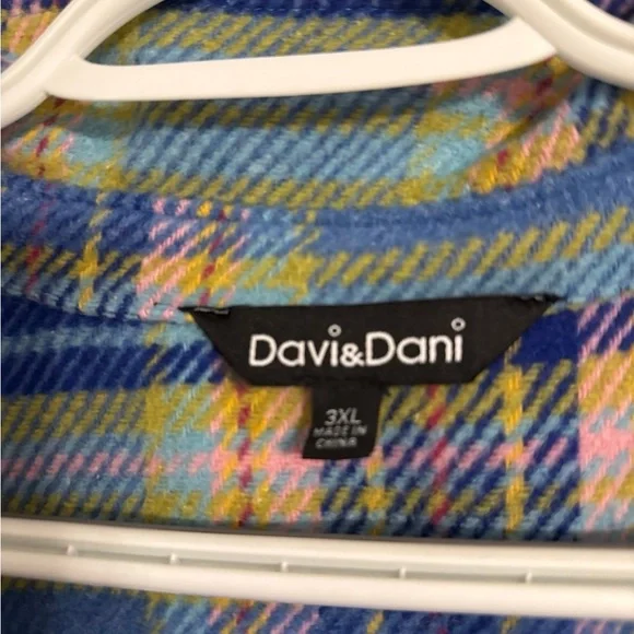 DAVI & DANI Blue Plaid Shacket - Picture 2 of 6